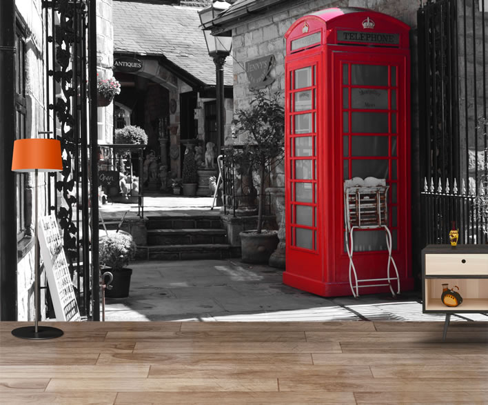 Red Phone Booth Wallpaper Mural